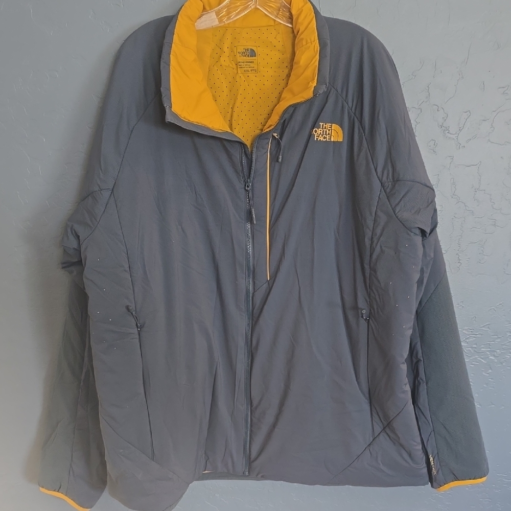 The North Face Men's Gray Jacket with Yellow Lining Performance Coat